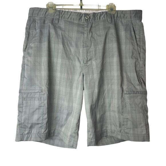 Greg Norman Gray and White Plaid Shorts Stretchy Shorts with Pockets waist 38 - Picture 2 of 12
